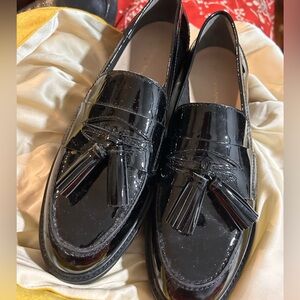 New out of the box Stuart Weitzmann patent leather black shoe.  Size 8 1/2.